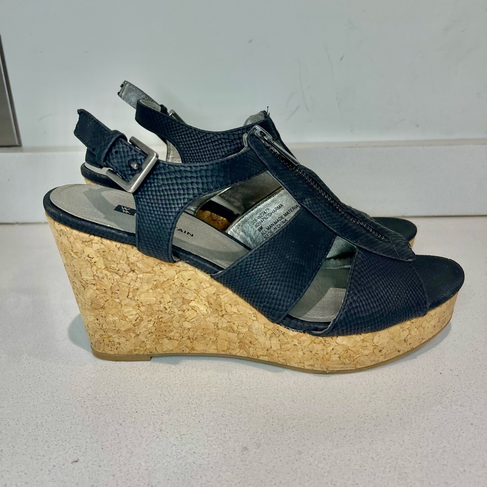 White Mountain michael kors inspired black Berkley Espadrille Wedge Sandals sz 9